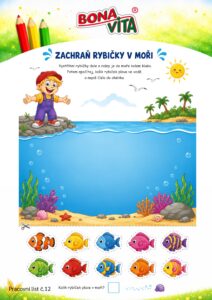 Pracovní list pro děti č.12 – zachraň rybičky v moři